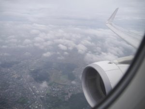 飛行機内部